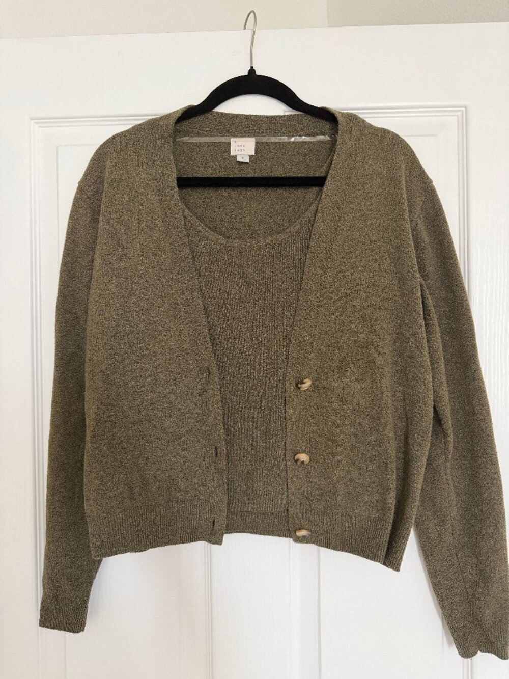 A New Day Cardigan and Tank Set in Green